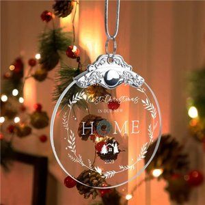 House Warming Gifts Christmas New Home Glass Ornament, Christmas Tree Decor